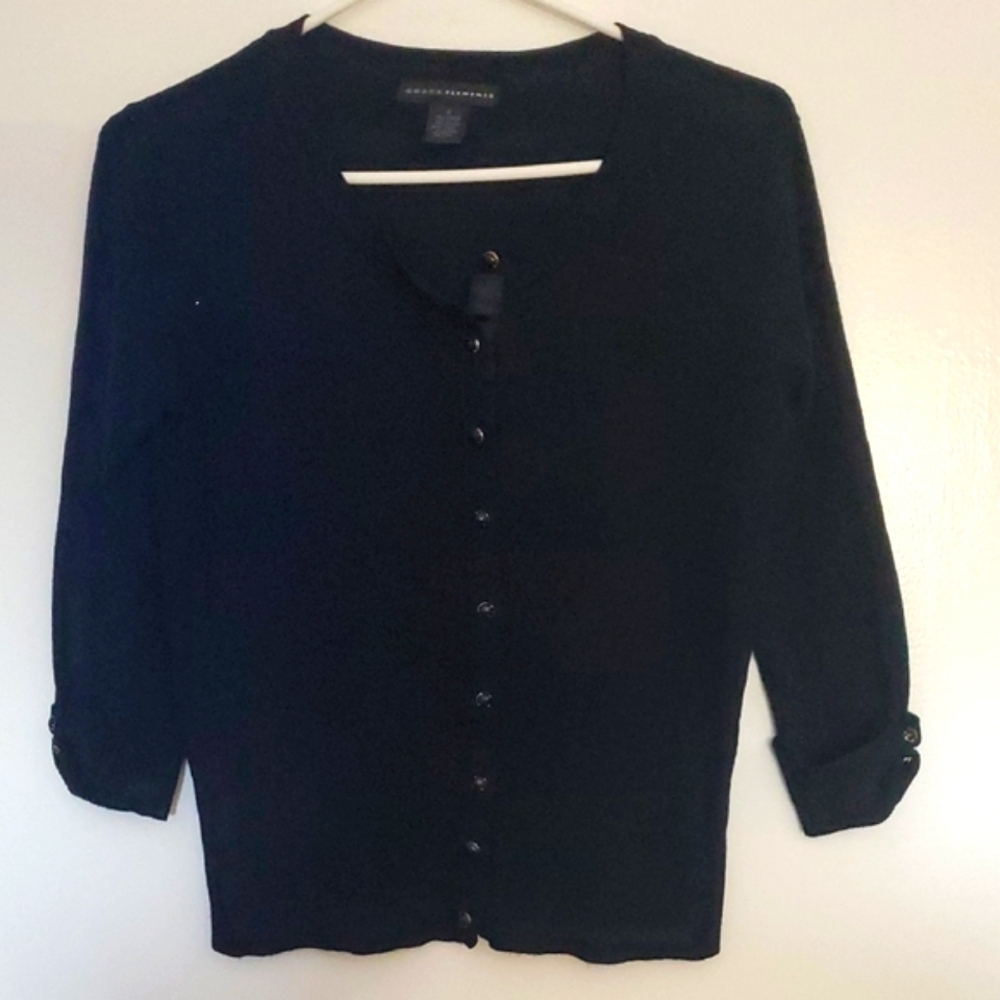 Grace Elements Classic Black Cardigan Size Small